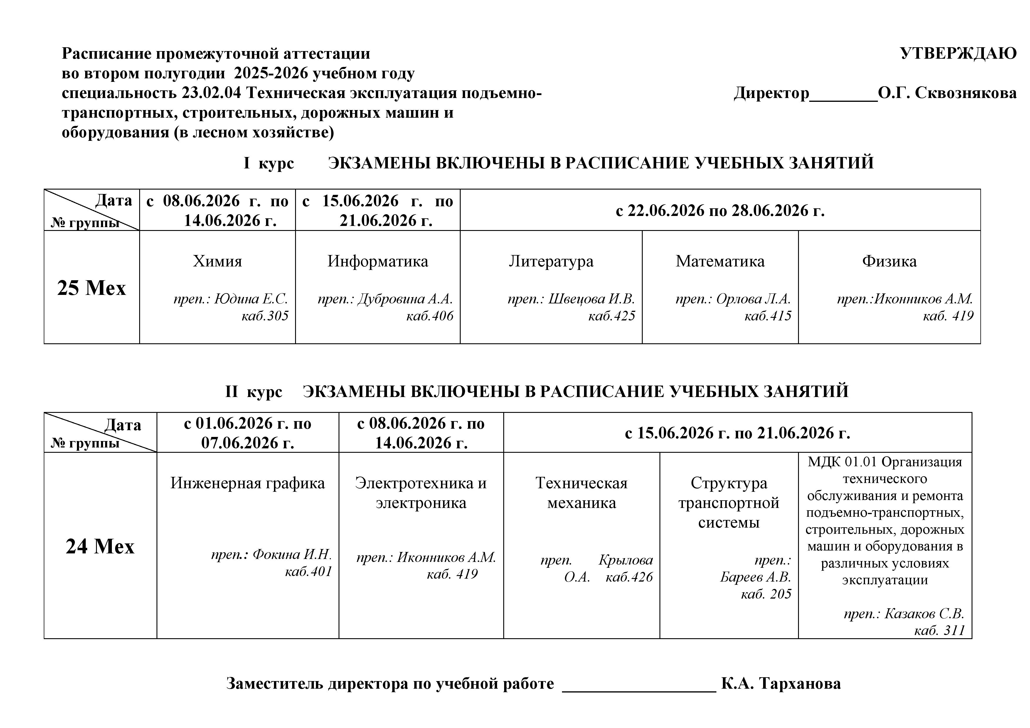 Экзамены 25 26 2 полугодие 01